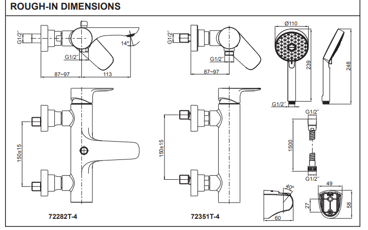 KOHLER K-72351T-4-BL ALEO 掛牆式淋浴龍頭 (黑色)
