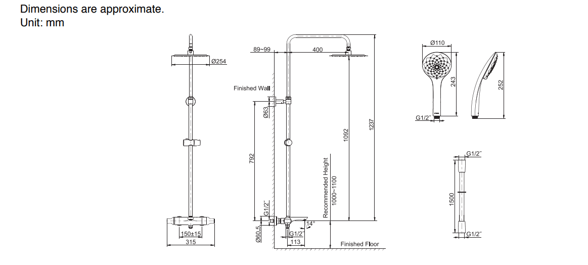 KOHLER K-97821T-9-CP ALEO 恆溫三路淋浴柱