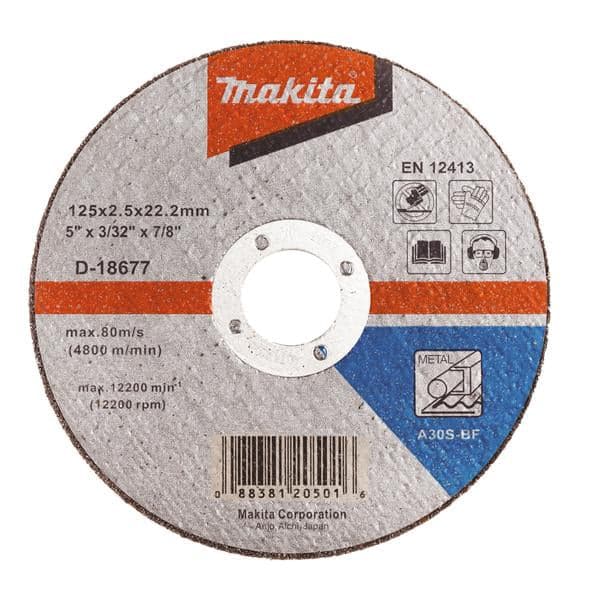 Makita 牧田 D-18677 直徑125mm 切割砂輪片 (切割金屬用) (50件)