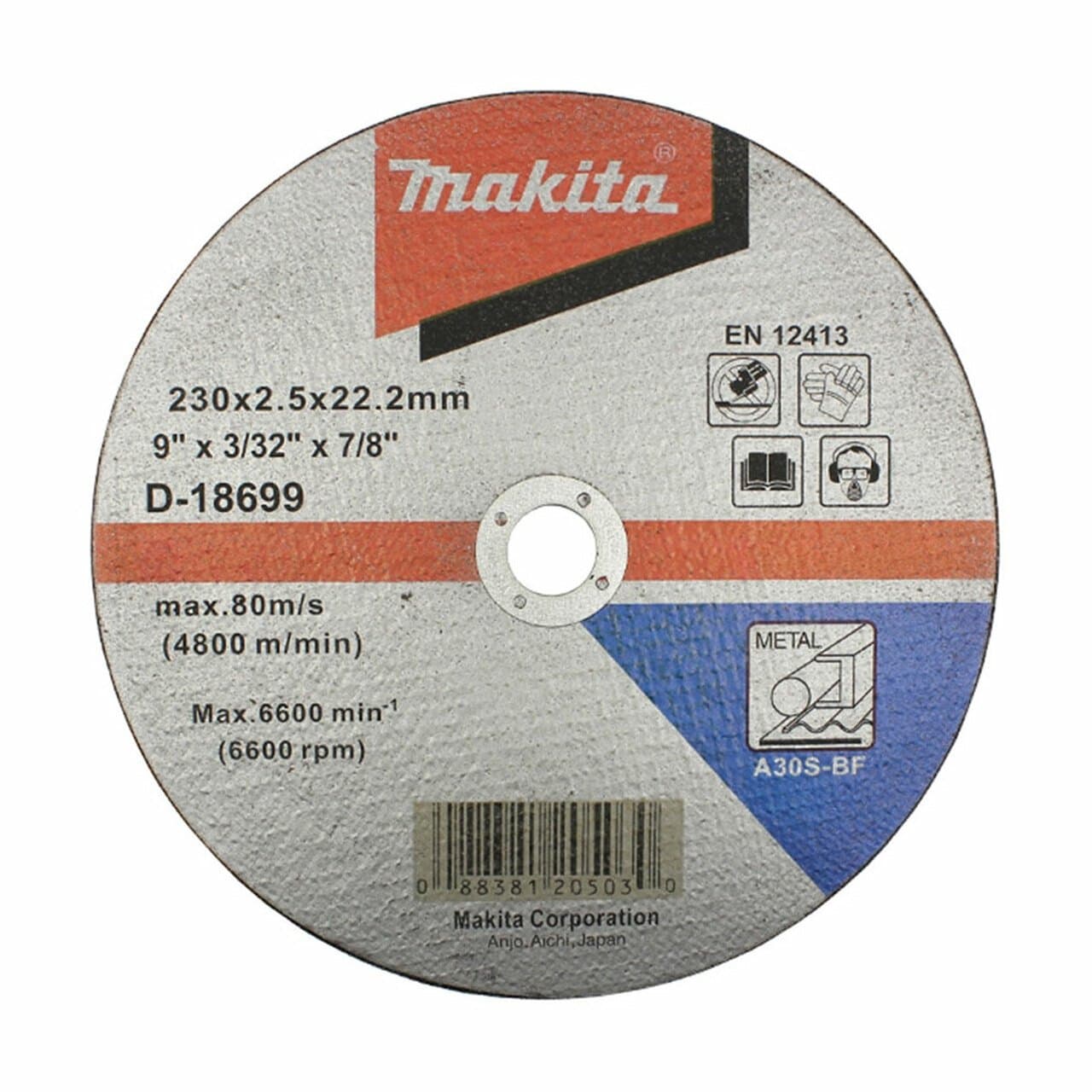 Makita 牧田 D-18699 直徑230mm 切割砂輪片 (切割金屬用) (50件)