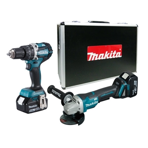 Makita 牧田 DLX2215TX1 18V 充電式工具套裝 (衝撃電鑽+角向磨光機)