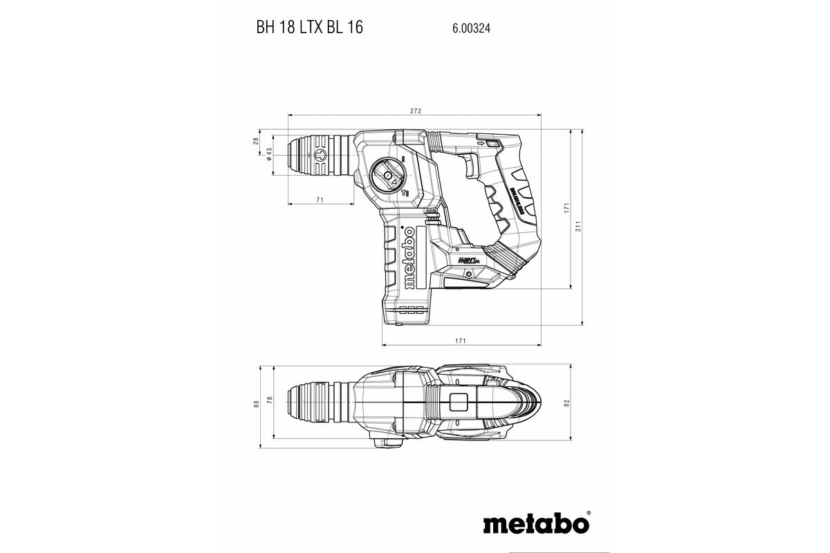 metabo 麥太保 BH 18 LTX BL 16 16mm 無碳刷充電式油壓鑽 (鋰18V) (淨機)