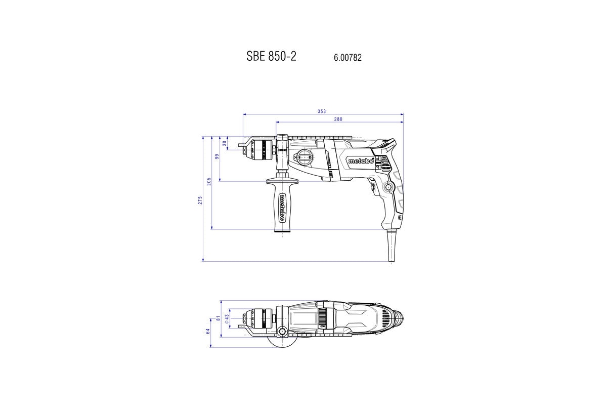 metabo 麥太保 SBE 850-2 Keyless 20mm 衝擊鑽 (自動索)