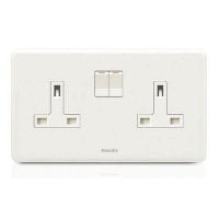 Philips Switches 13A 兩位連保護門有掣插座 (白色) ORI13ATWBSSKSW
