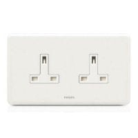 Philips Switches 13A兩位連保護門插座 (白色) ORI13ATWBSSK
