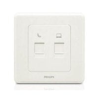 Philips Switches 單位RJ11电话及RJ45數據插座, 5e類數據插座,Keystone面板備防塵活門 (白色) ORIRJ11RJ45SK
