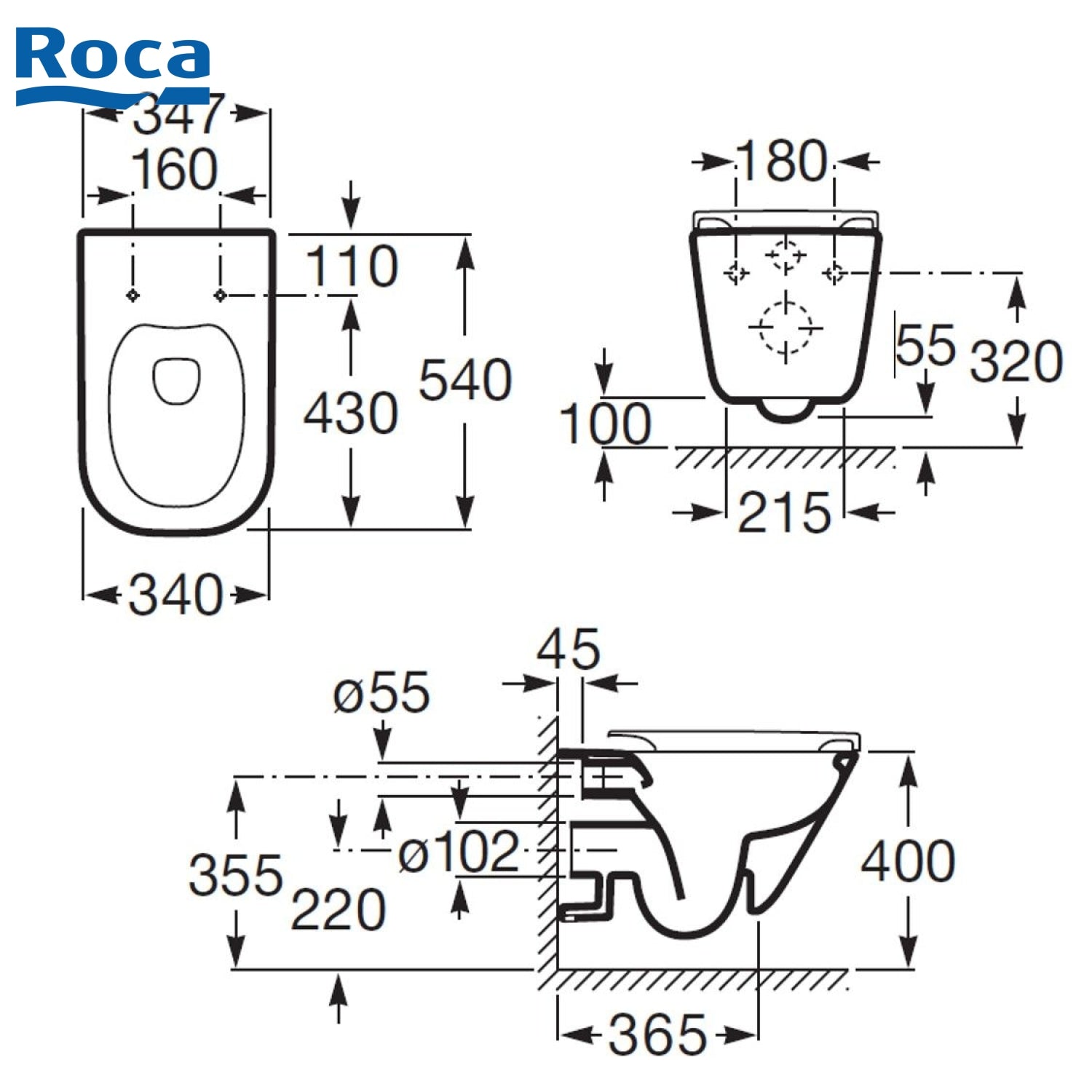 ROCA 34647L+801472 The Gap Rimless 掛牆座廁配歐樂油壓板套裝
