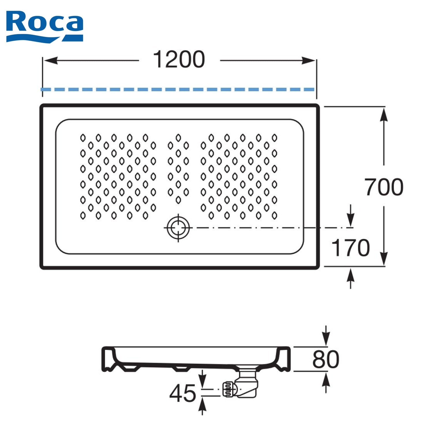 Roca 3740HR 長方形淋浴盆