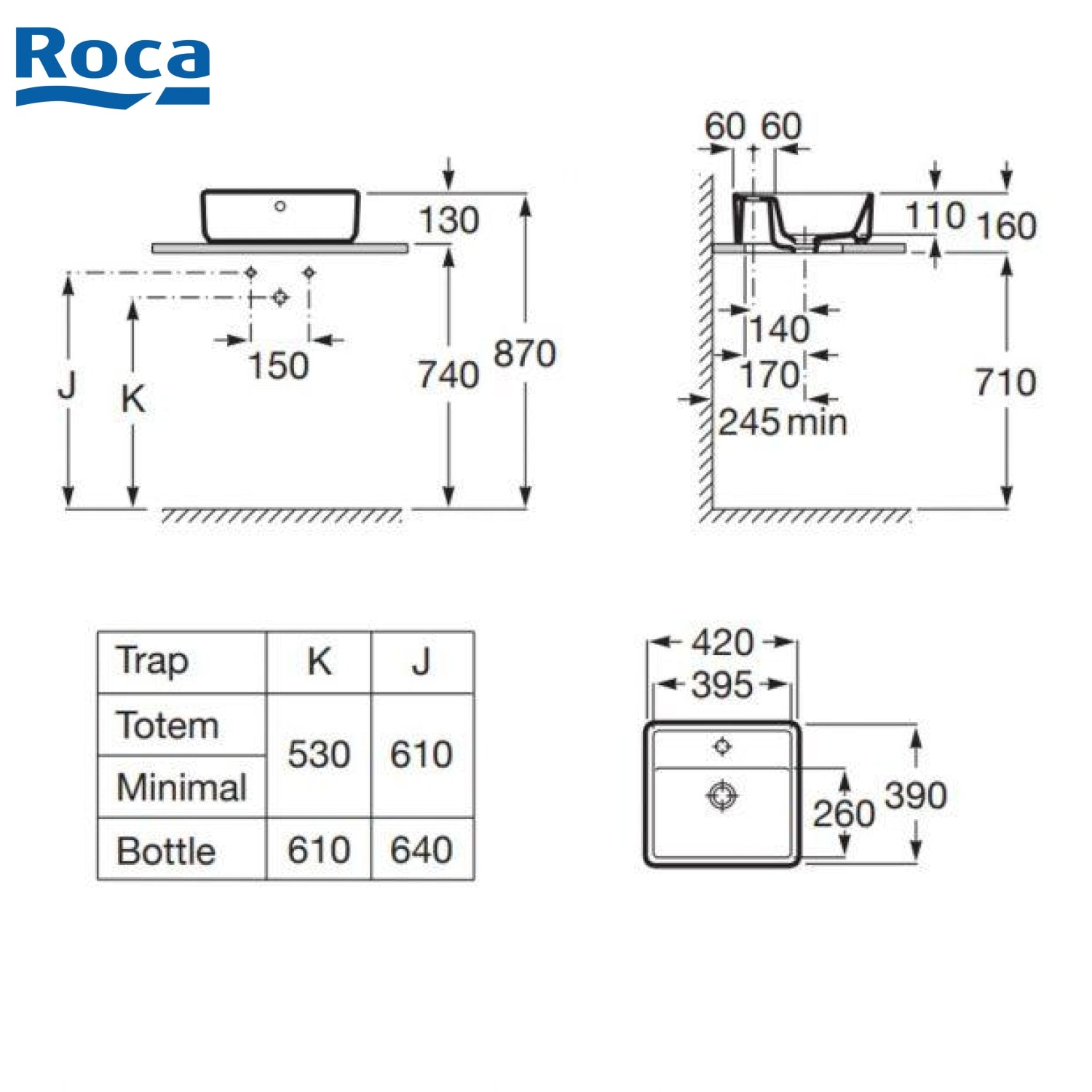 ROCA A3270MM000 Alter / The Gap 檯上盆 420x390x130mm 白色