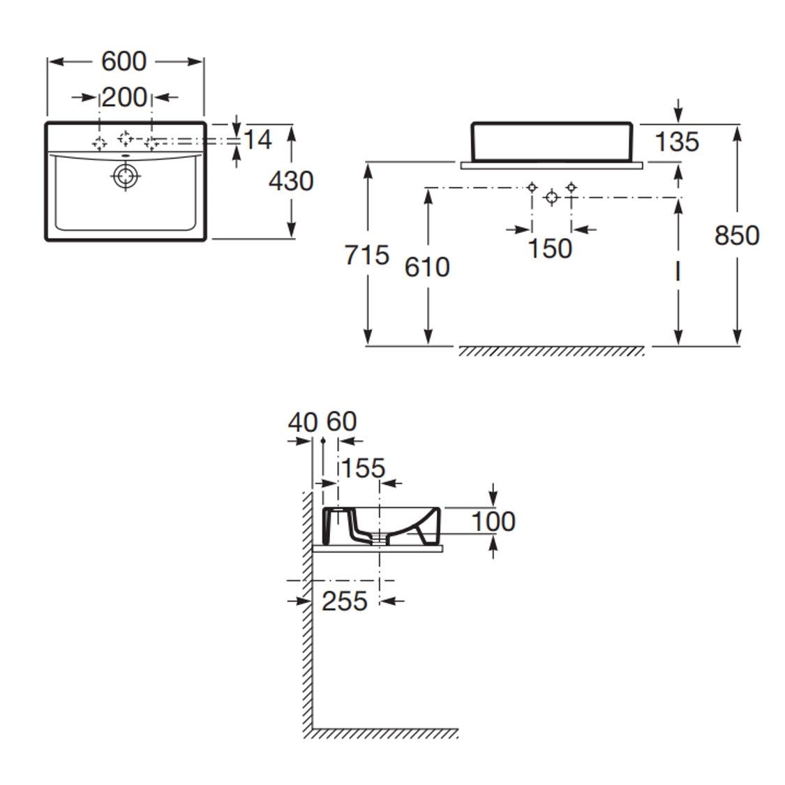 ROCA A32711G000 Diverta 檯上盆 600x430x135mm 白色