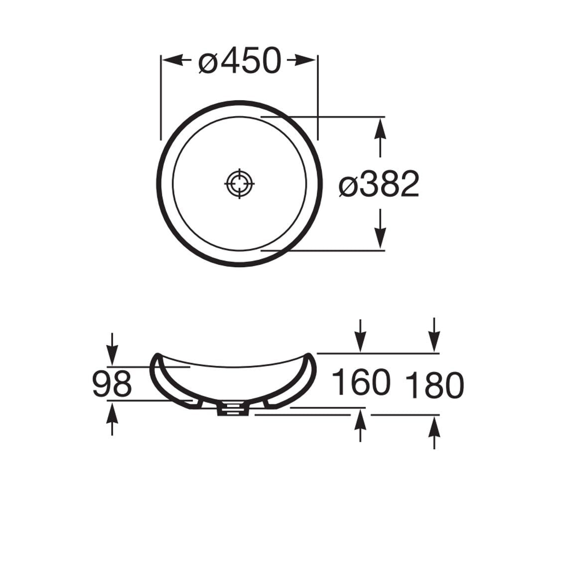 ROCA A327225000 Urbi 1 檯上盆 450x450x180mm 白色