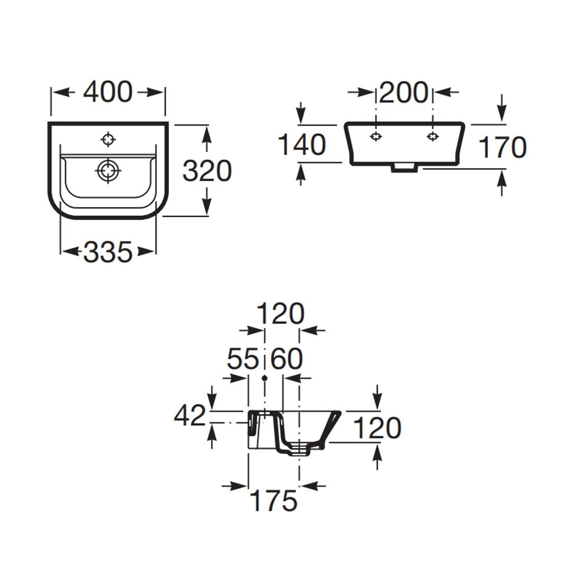 ROCA A327478000 The Gap 掛牆面盆 400x320x170mm 白色