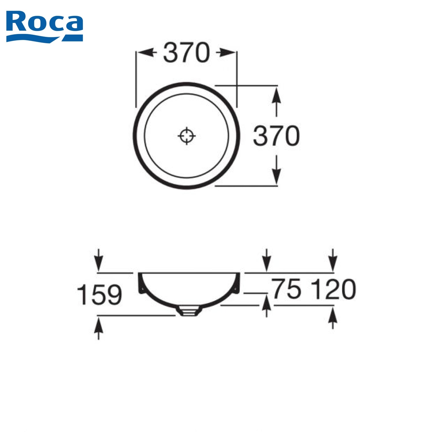ROCA A32752R000 Inspira ROUND 半嵌入式面盆 370x370x75mm 白色