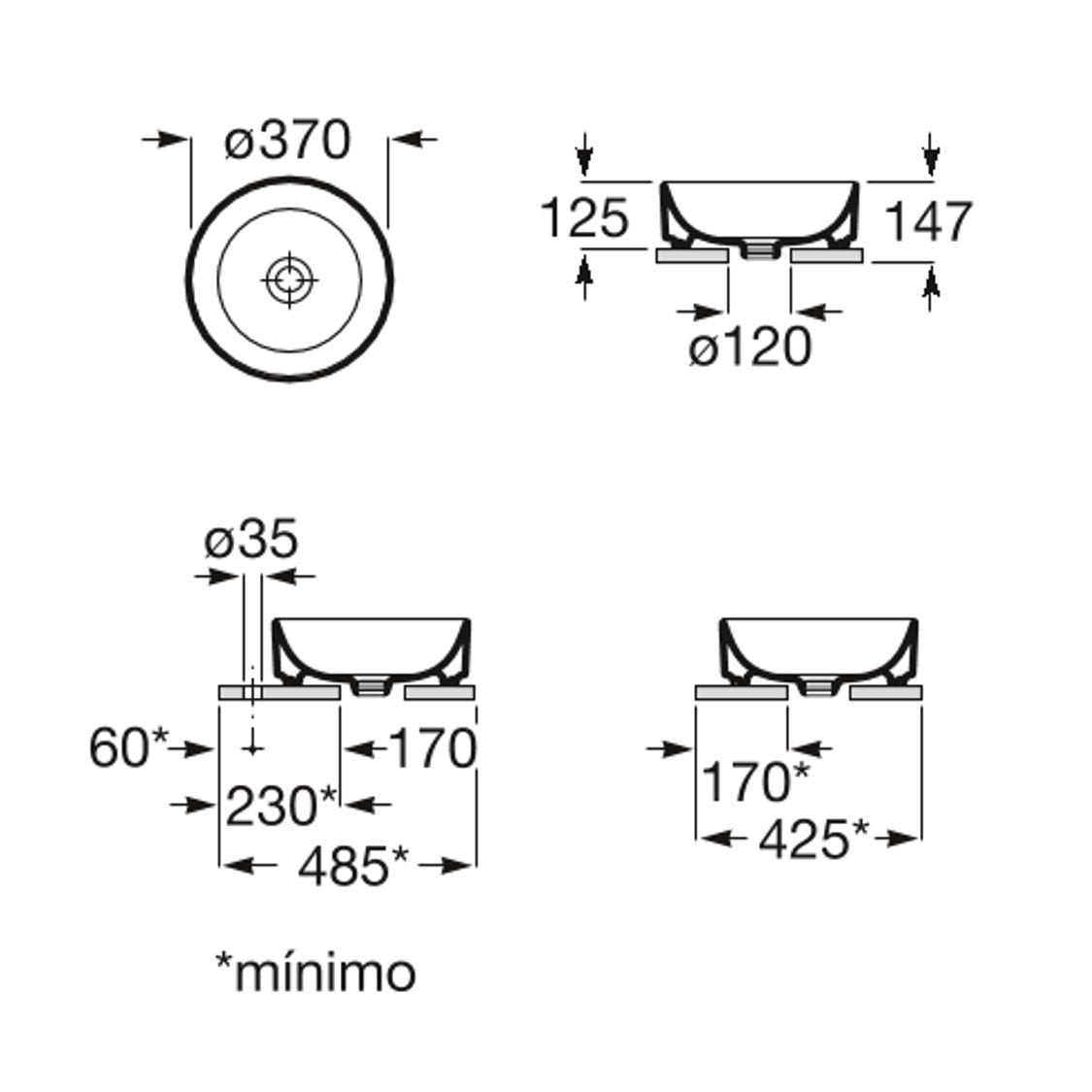ROCA A32768J000 ONA 檯上盆 370x370x147mm 白色