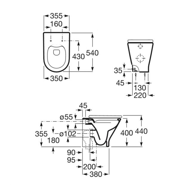 ROCA A3470N7000 The Gap Round Rimless 貼牆座地廁 淨廁身 (不連廁板)