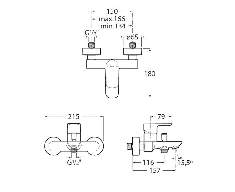 ROCA Cala Black 龍頭套裝 J1: 1+3+4+5+6 5A326ENB0+5A026ENB0+5B0405NB0+5B2116NB0+5B1B03NBN 啞黑色