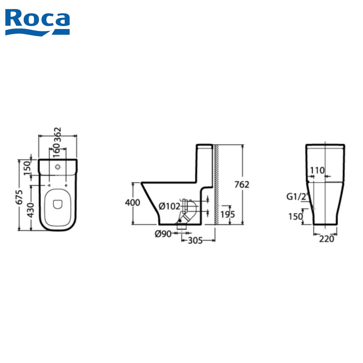 Roca Gap 804036005+349477 自由咀連體座廁配電子廁板(時尚型)
