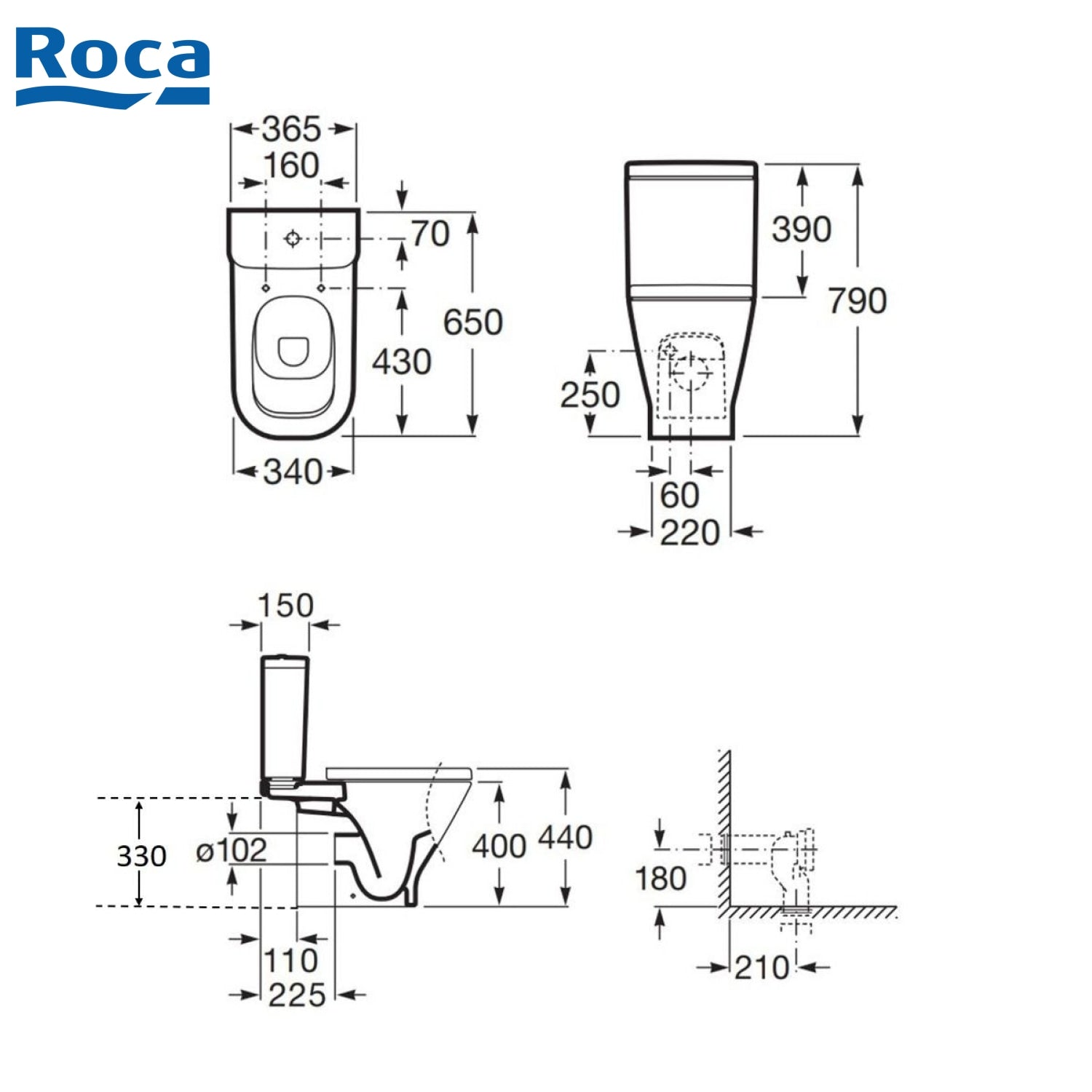 ROCA Gap 自由咀分體座廁配歐樂油壓板套裝 341470+342477+801472 白色