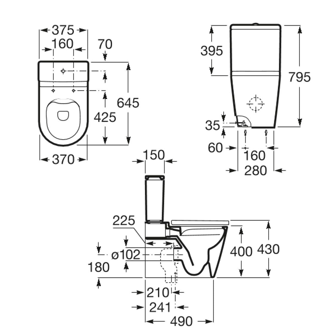 ROCA Inspira ROUND Rimless 自由咀分體座廁配SUPRALIT®油壓板套裝 341520+342526+801522 白色