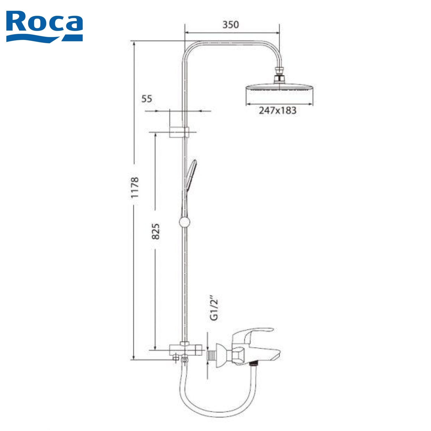 Roca Monodin-N 5A2707C0N 轉駁式雨淋花灑套裝連龍頭-hong-kong