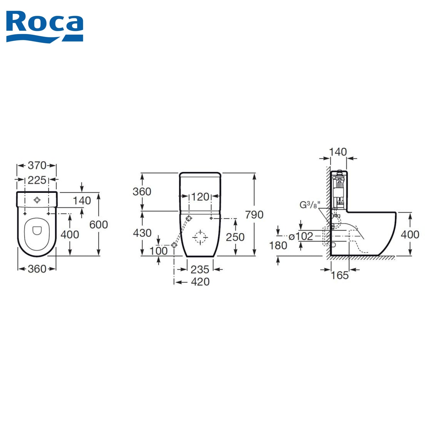 ROCA N-Meridian 自由咀分體座廁配油壓板套裝 341242+342248+8012AC 白色