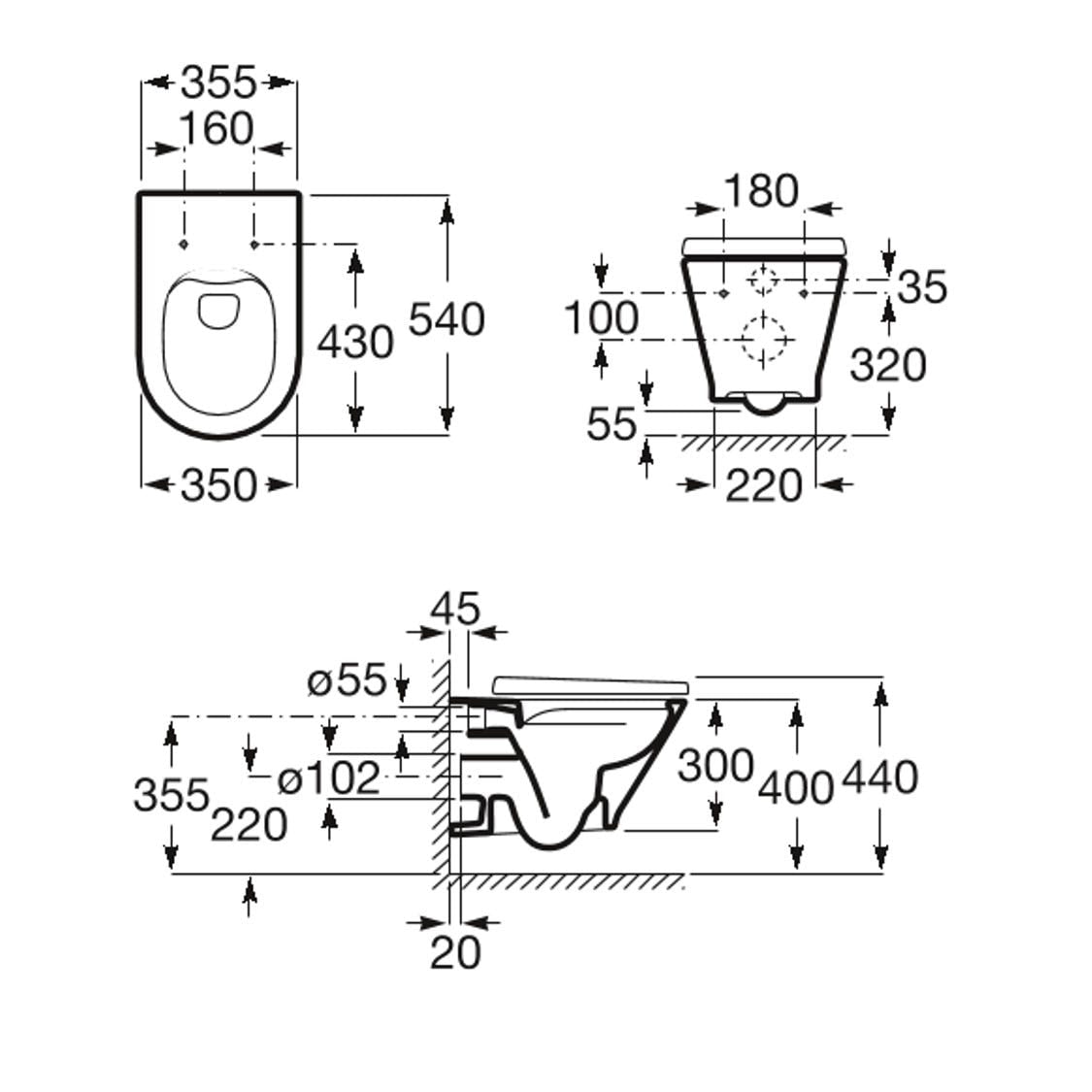 ROCA The Gap Round Rimless Wall-Hung Toilet with SUPRALIT® Soft-Close Seat Set 3460NL+801D12
