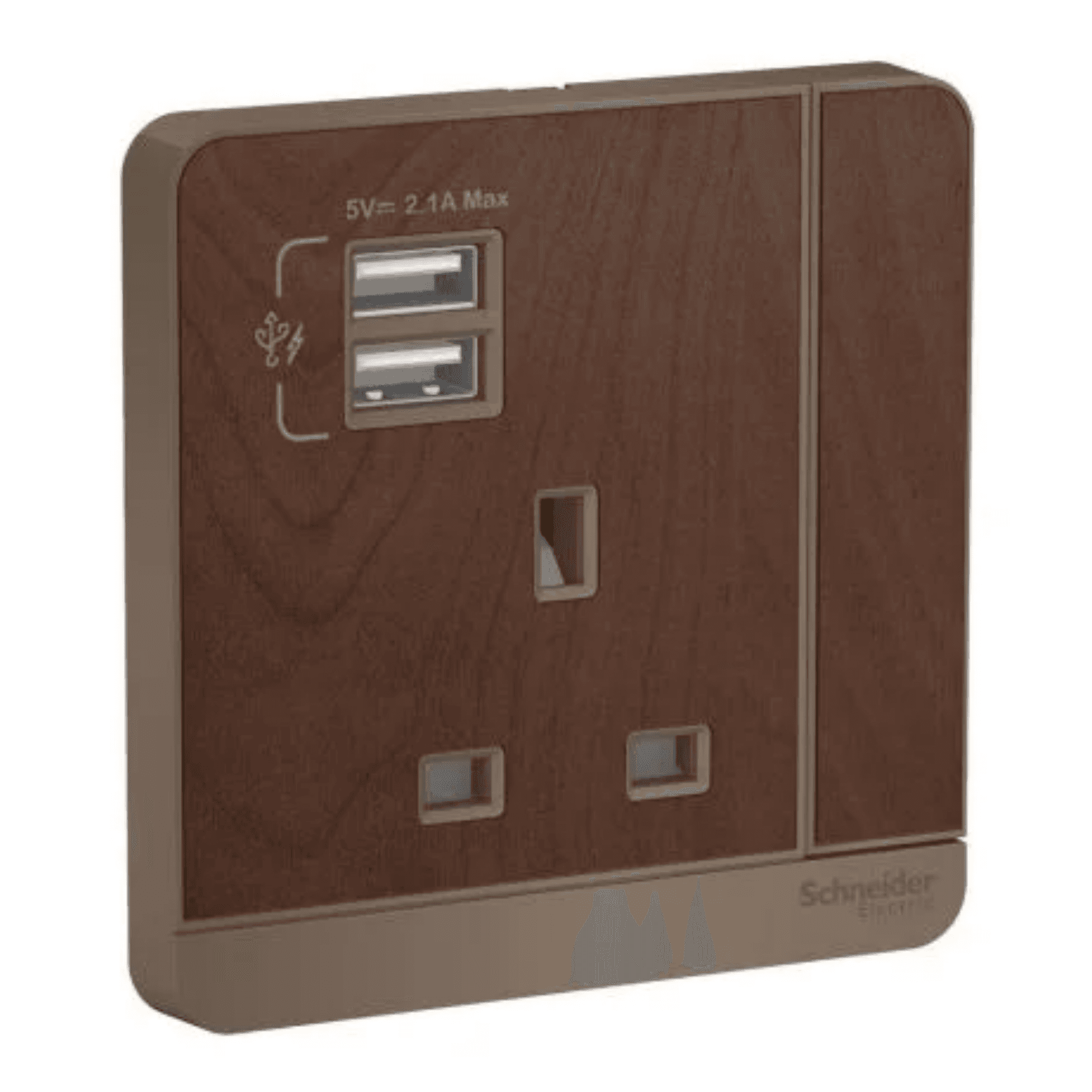 Schneider 施耐德 E8315USB_WD_C5 13A 單位連保護門有掣插座連兩位USB充電插座