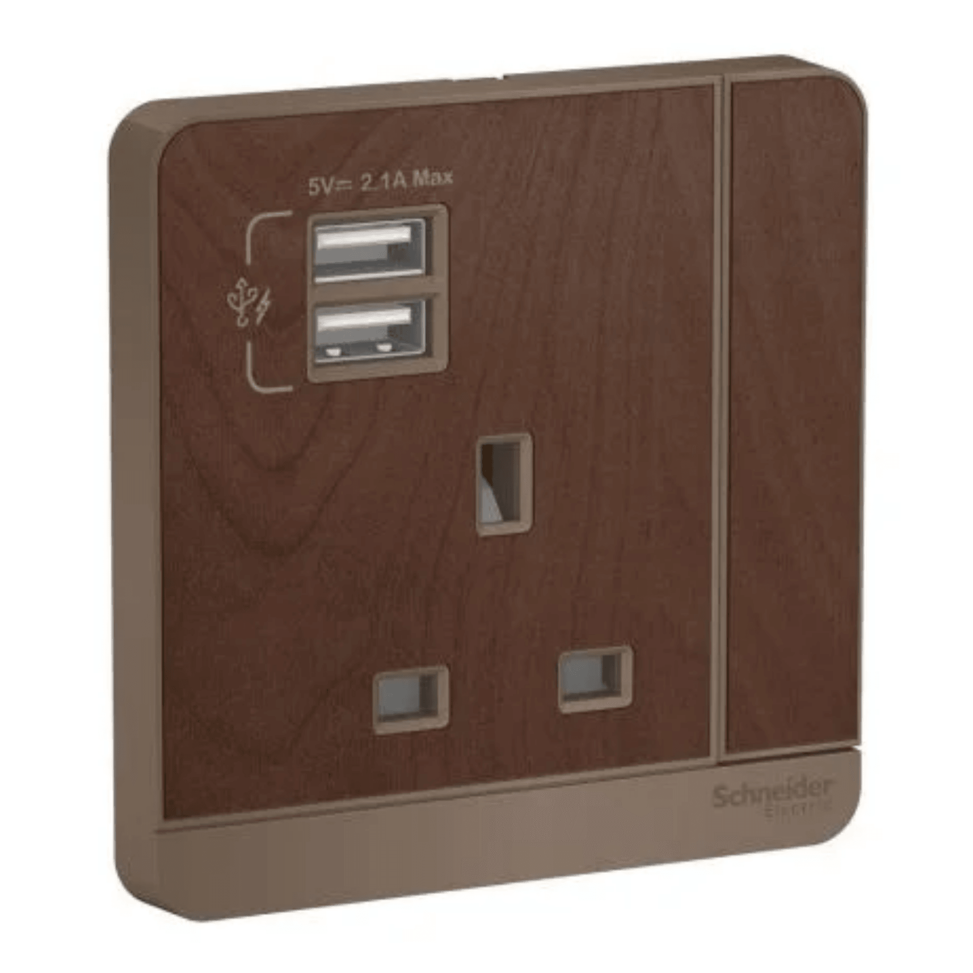 Schneider 施耐德 E8315USB_WD_C5 13A 單位連保護門有掣插座連兩位USB充電插座