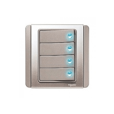 Schneider 施耐德 – 10A四位橫按板開關掣連LED燈 E3034H1