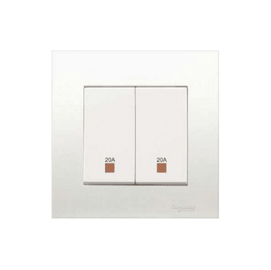Schneider 施耐德 – 20A 250V兩位雙極開關掣連指示燈 KB32D20NE