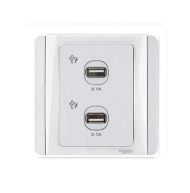 Schneider 施耐德 – 雙位2.1A USB充電插座 E3032USB WW / E3032USB GS