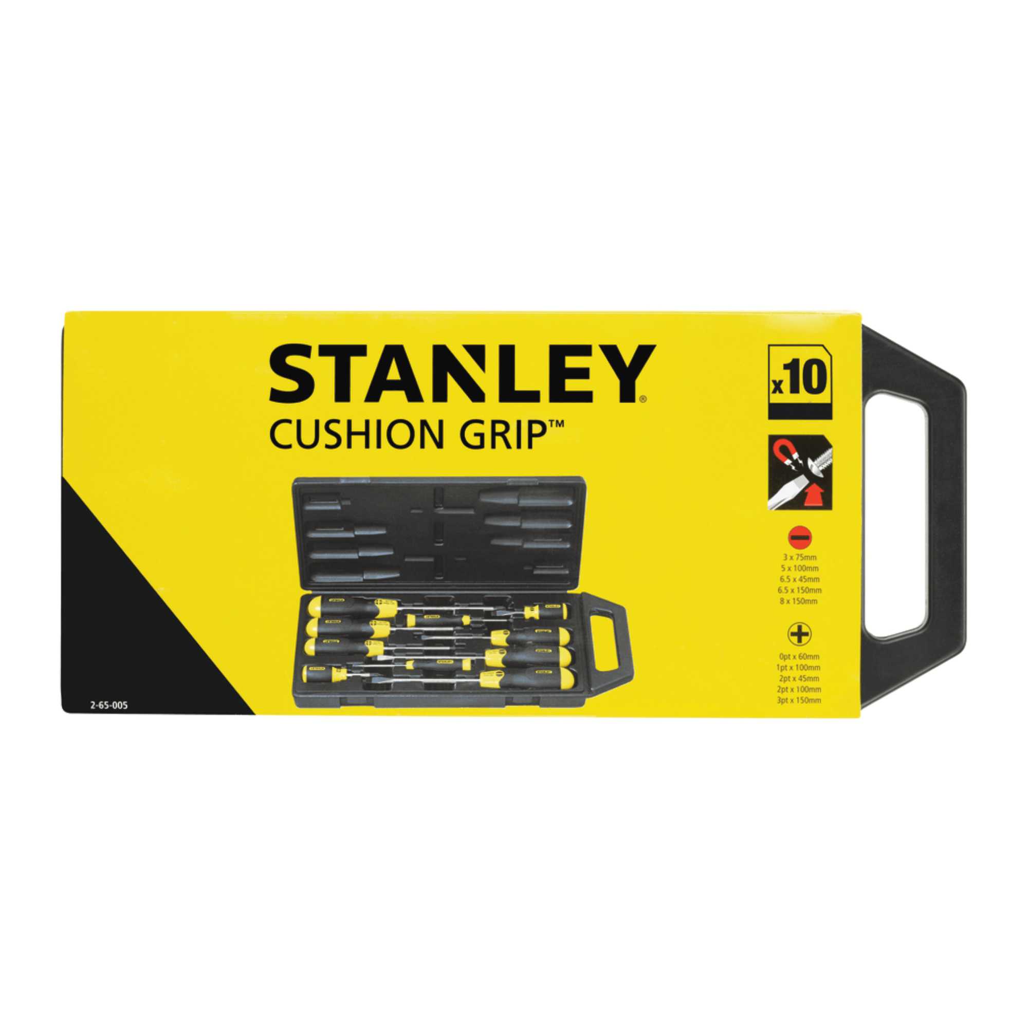STANLEY史丹利 65-005C-23CUSHION GRIP 10件套膠柄一字十字螺絲批套裝