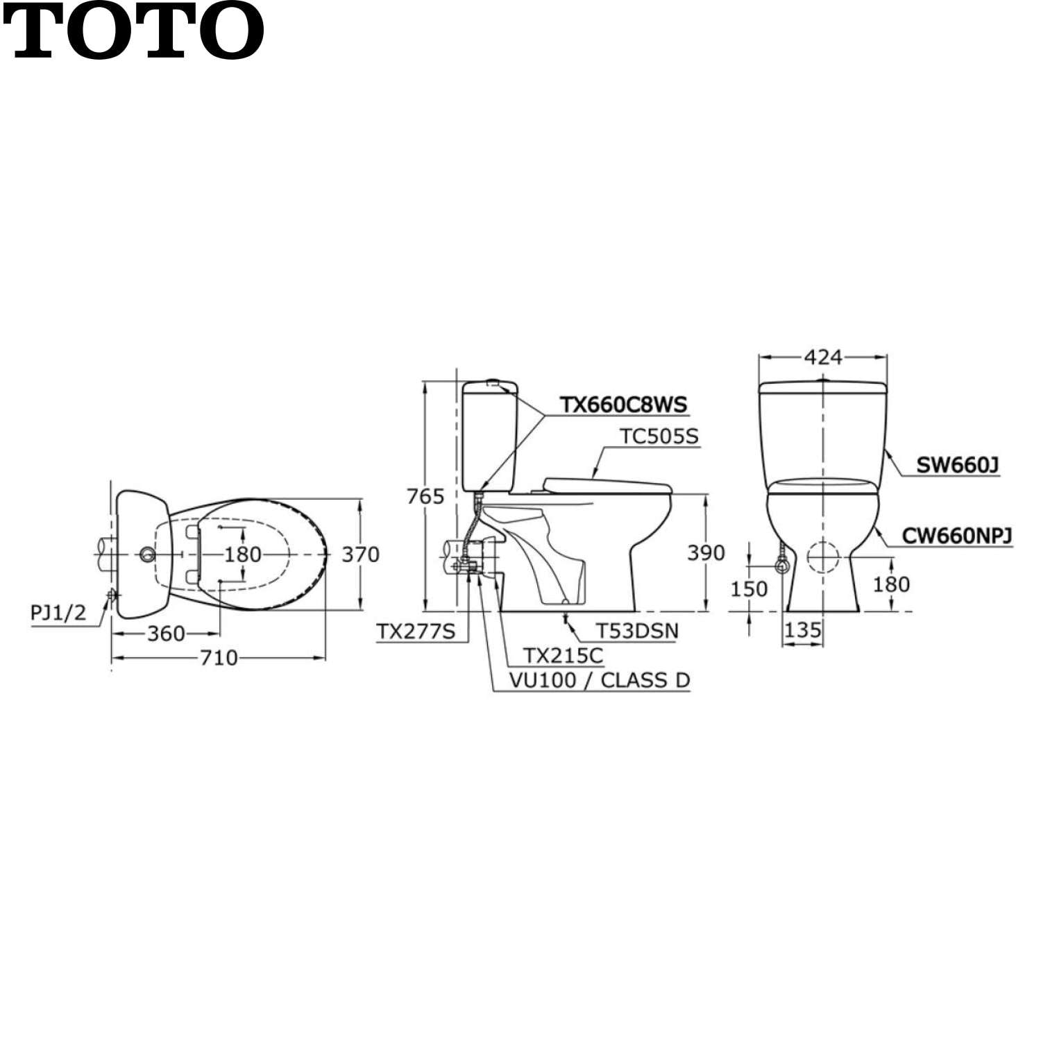 TOTO CW660NPJ 高咀套廁