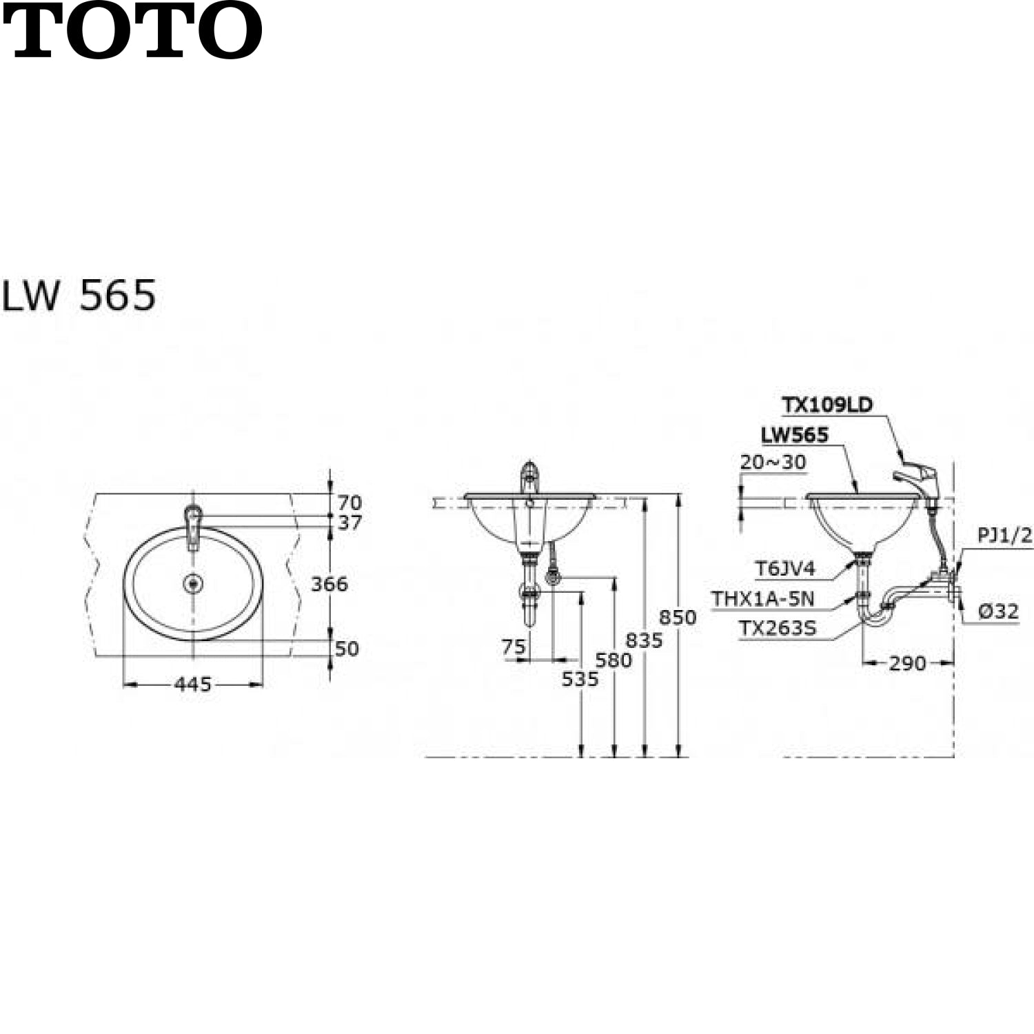 TOTO LW565 台面盆