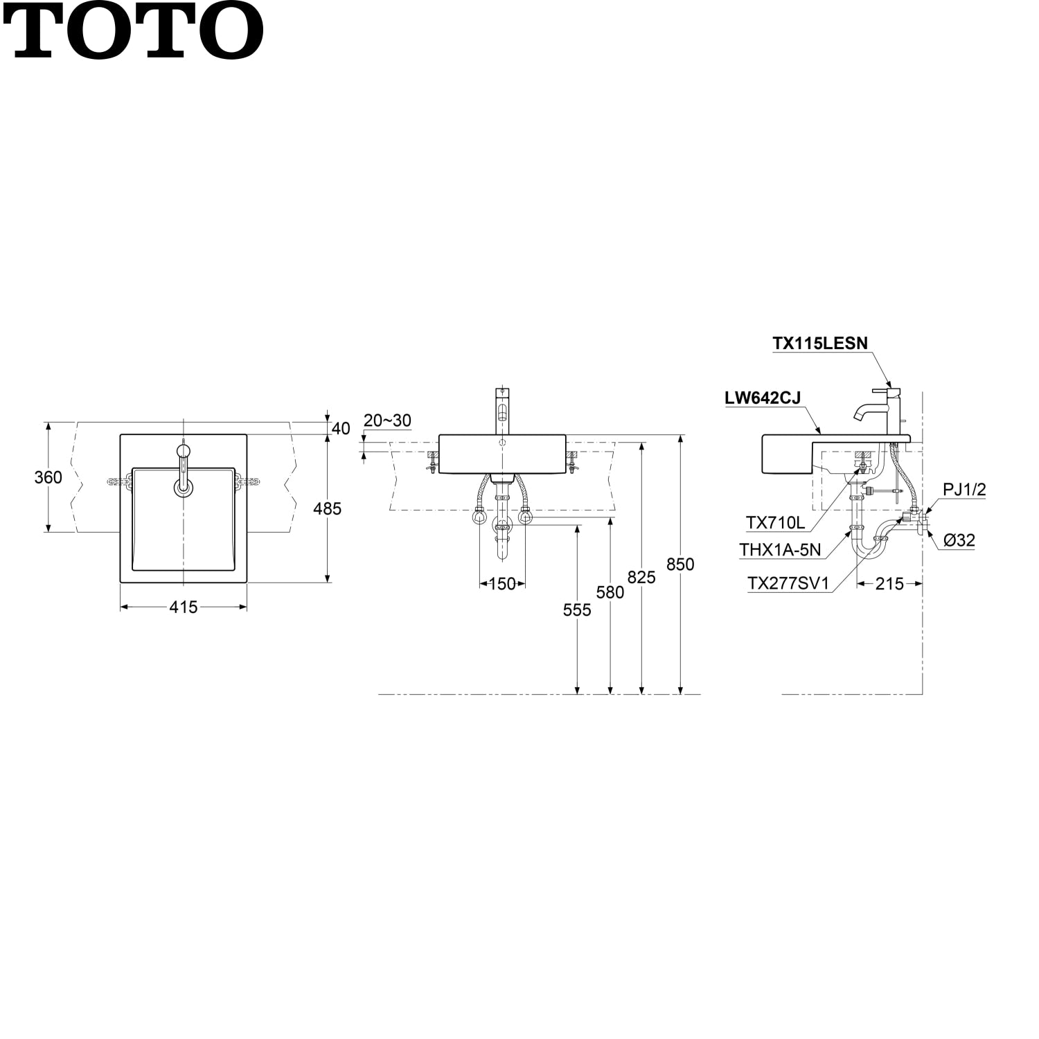 TOTO LW642CJ 半雲石面盆