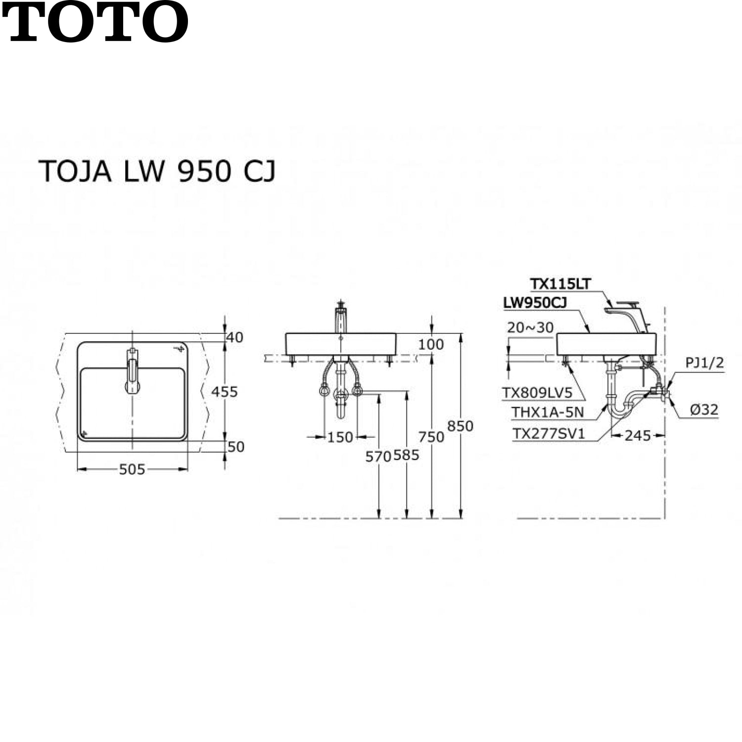 TOTO LW950CJ 檯面洗手盆
