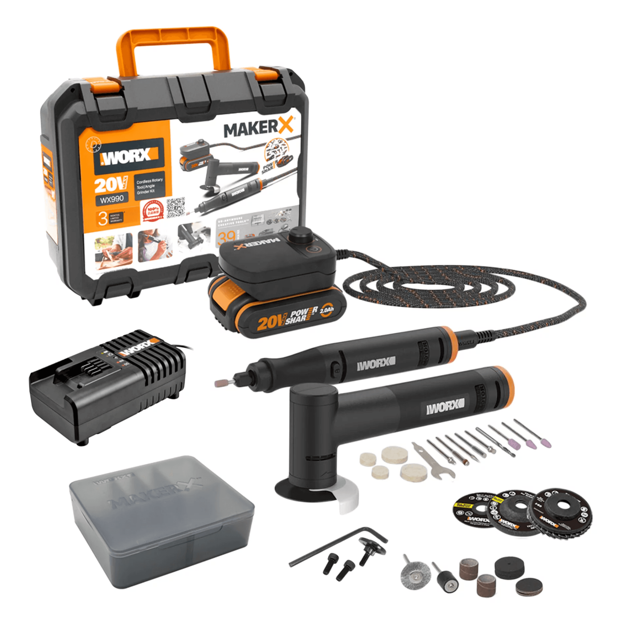 WORX WX990 MAKER X 20V 電磨筆+角磨機組合套件