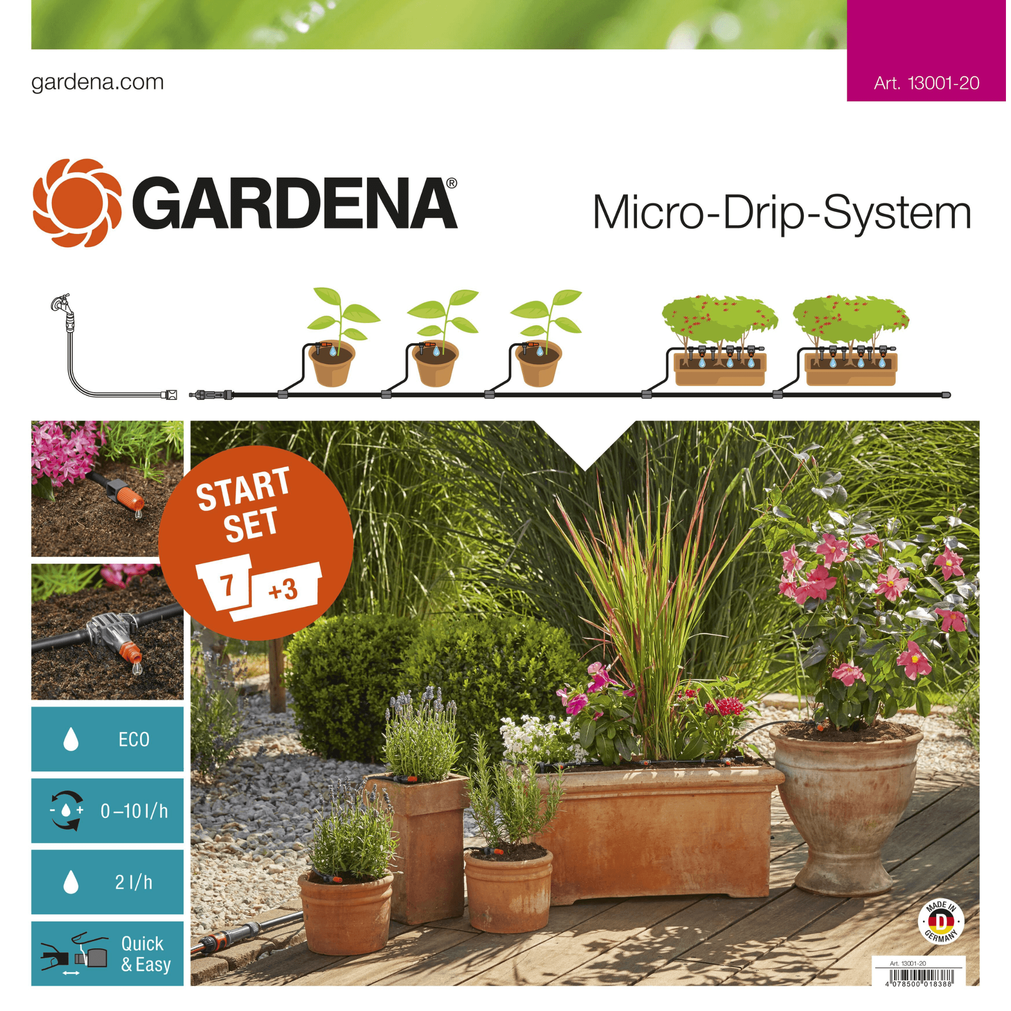 德國 GARDENA 13001-20 Start Set Flower Pots M 花盆套裝