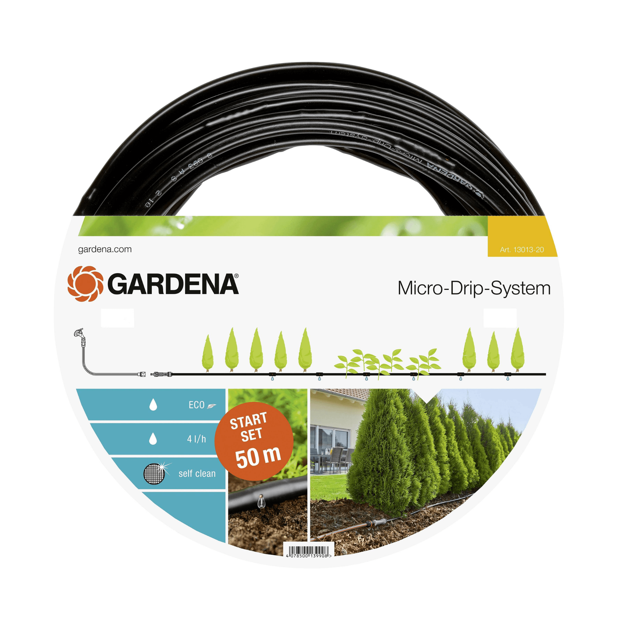 德國 GARDENA 13013-20 Start Set for Rows of Plants L Above Ground Drip Irrigation Line 灌溉線