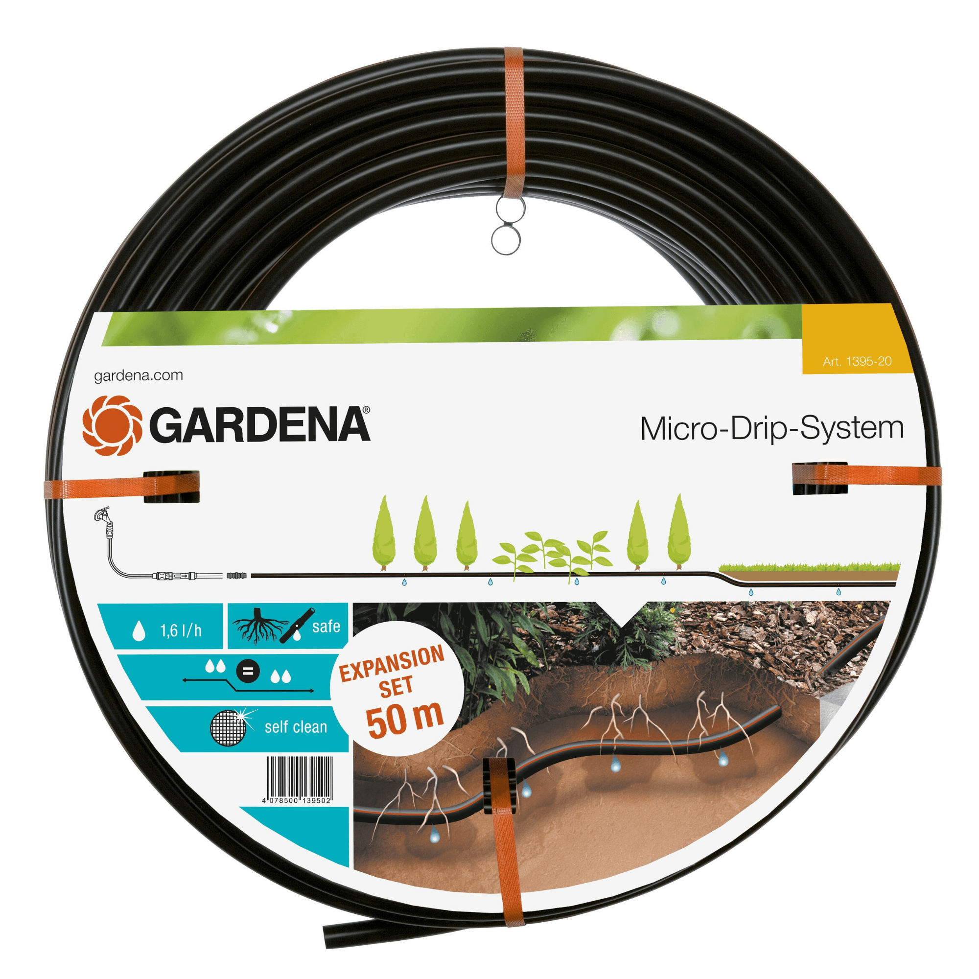 德國 GARDENA 1395-20 Extension Drip Irrigation for Rows of Plants Below Ground Drip Irrigation Line 13.7mm 灌溉線