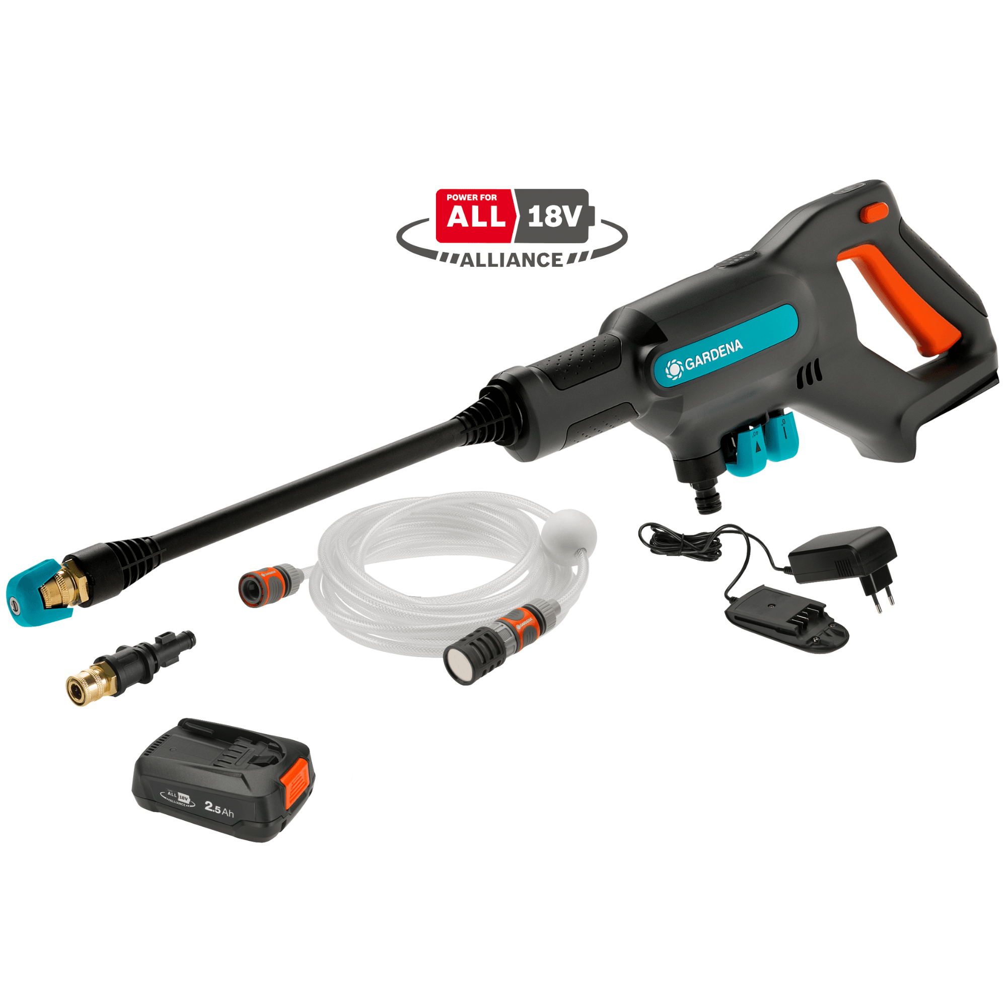 德國 GARDENA 14800-25 AquaClean 24/18V P4A 高壓水槍 (2.5Ah電池套裝)