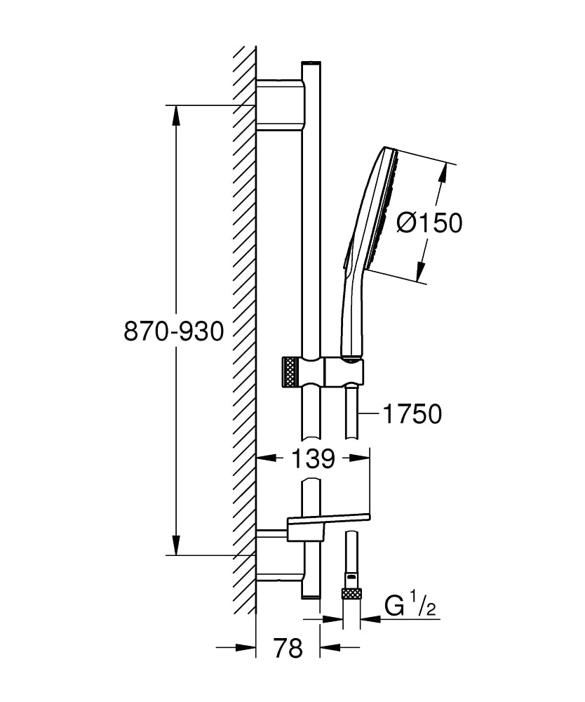 德國 GROHE 26593000 Smartactive 150 3速手持花灑套裝 (德國製造)