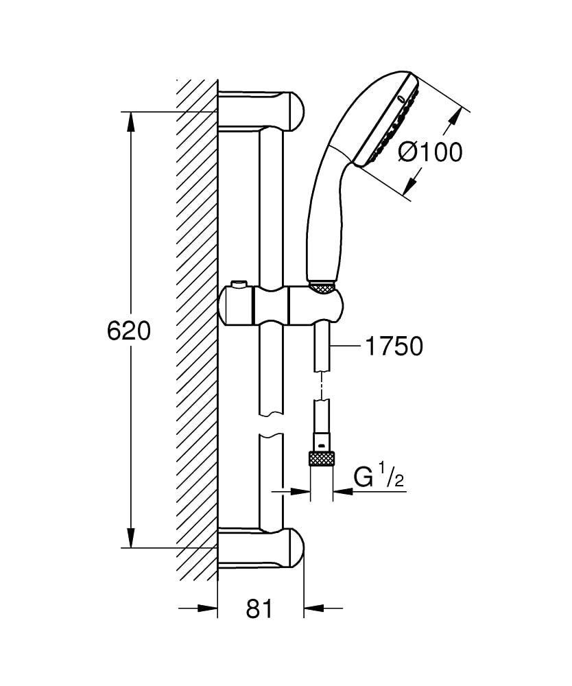 德國 GROHE 27644001 Tempesta 100 3速手持花灑套裝 (德國製造)