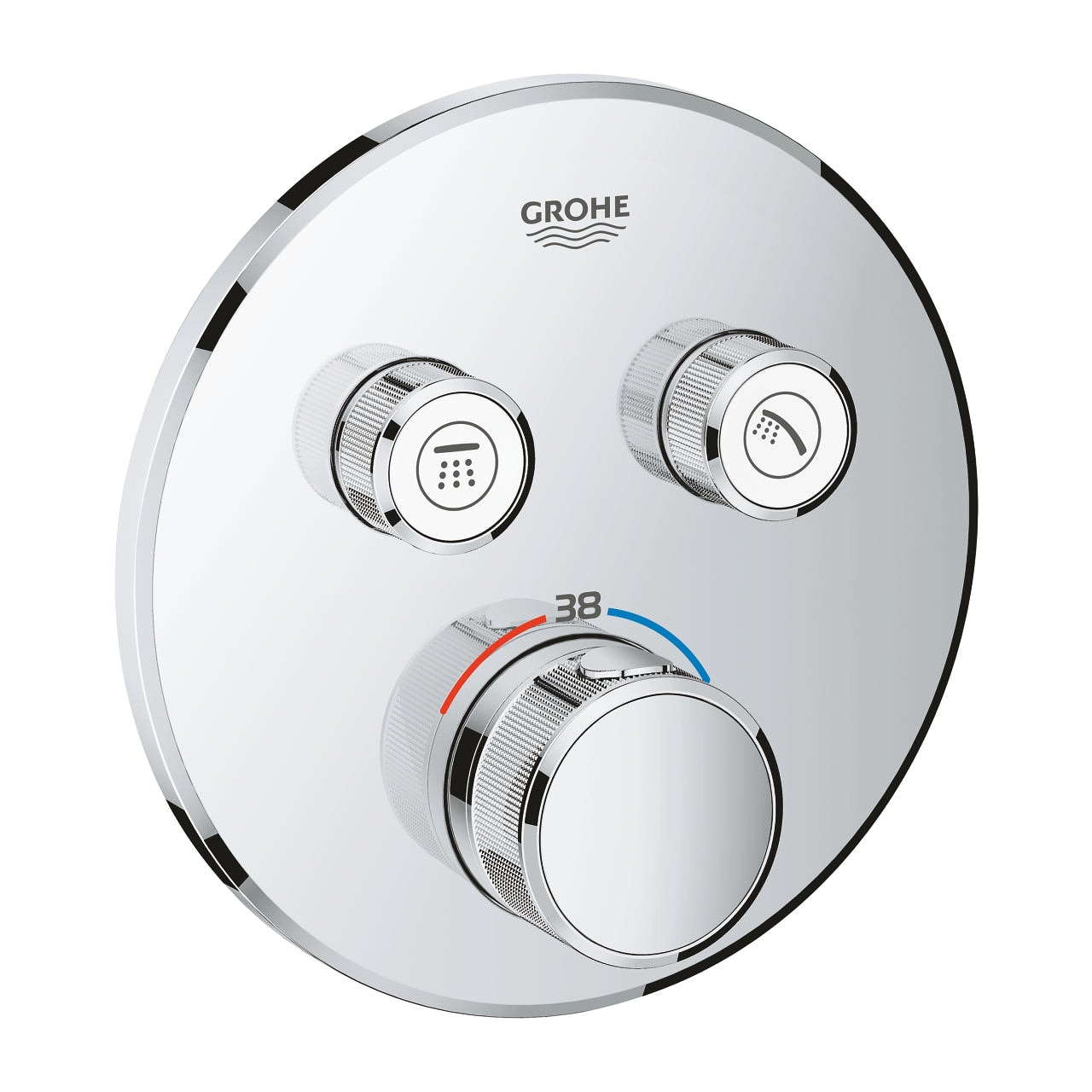 德國 GROHE 29119000/29151LS0+35600000 Grotherm Smartcontrol 圓型雙出水藏牆恆溫淋浴龍頭及閥芯