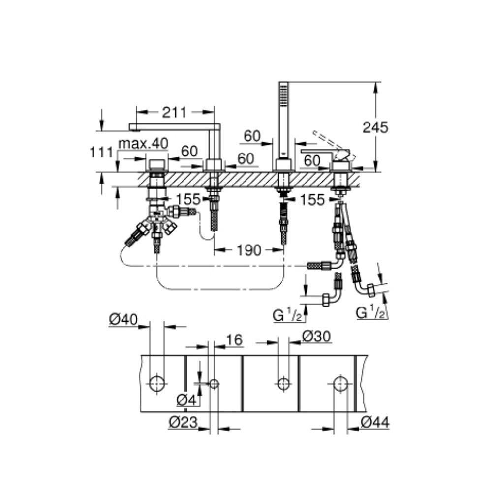 德國 GROHE 29307003 Plus 缸邊龍頭 (德國製造)
