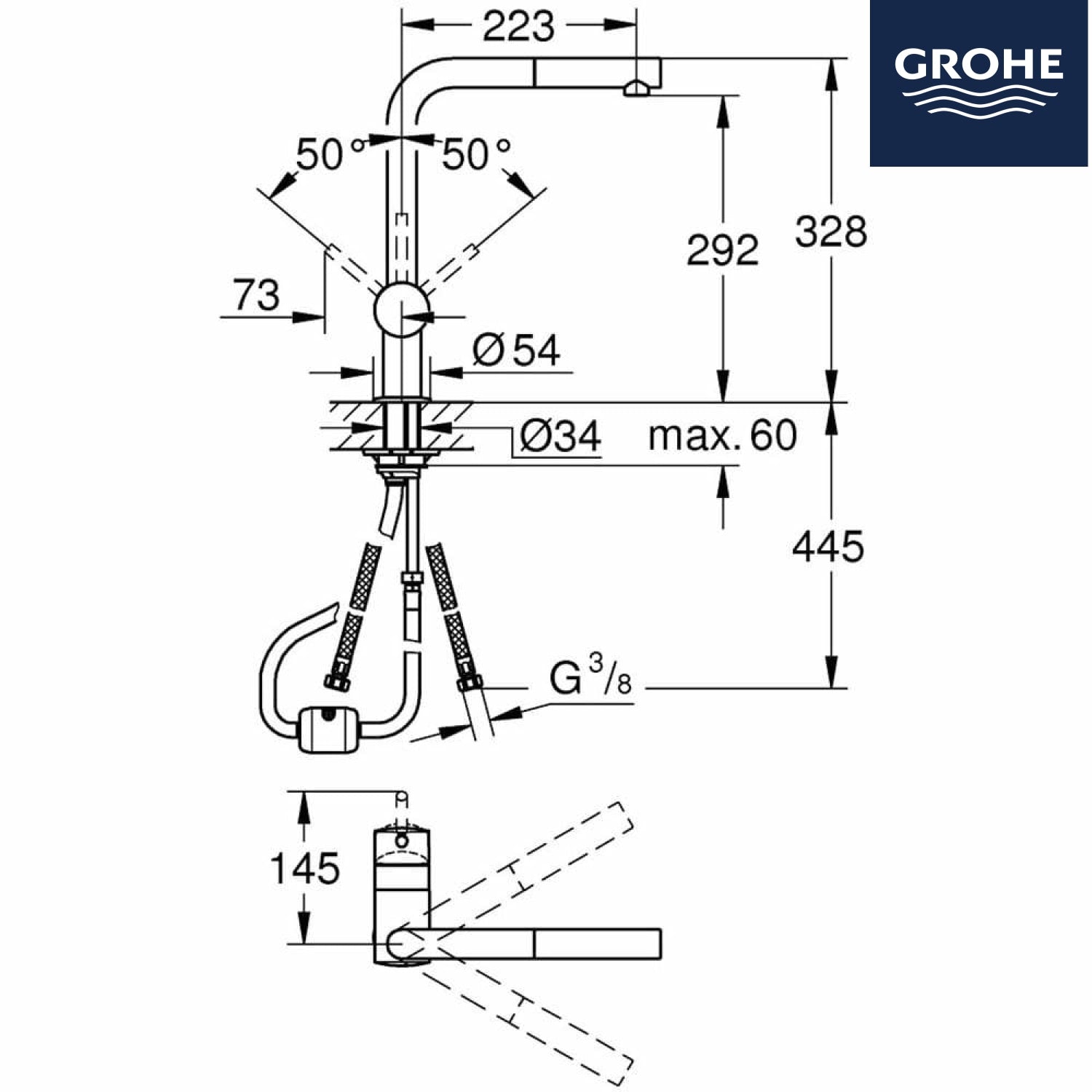 德國 GROHE 32168DC0 Minta L型拉出式廚房龍頭