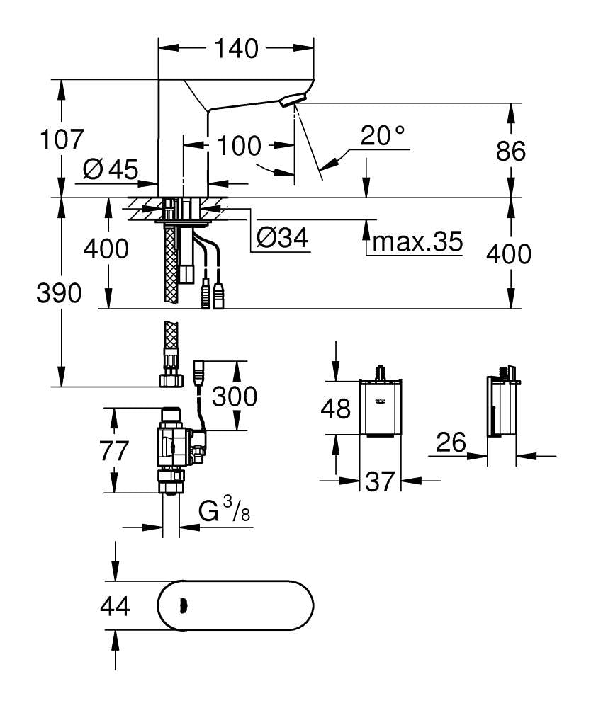 德國 GROHE 36271000 Eurosmart Cosmopolitan E 感應龍頭
