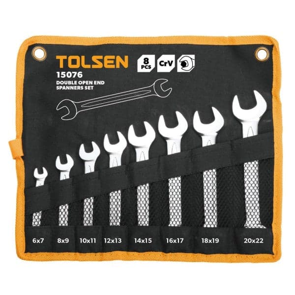 TOLSEN 15076# 8-Piece Double Open-End Spanner Set (Hong Kong Authorized)