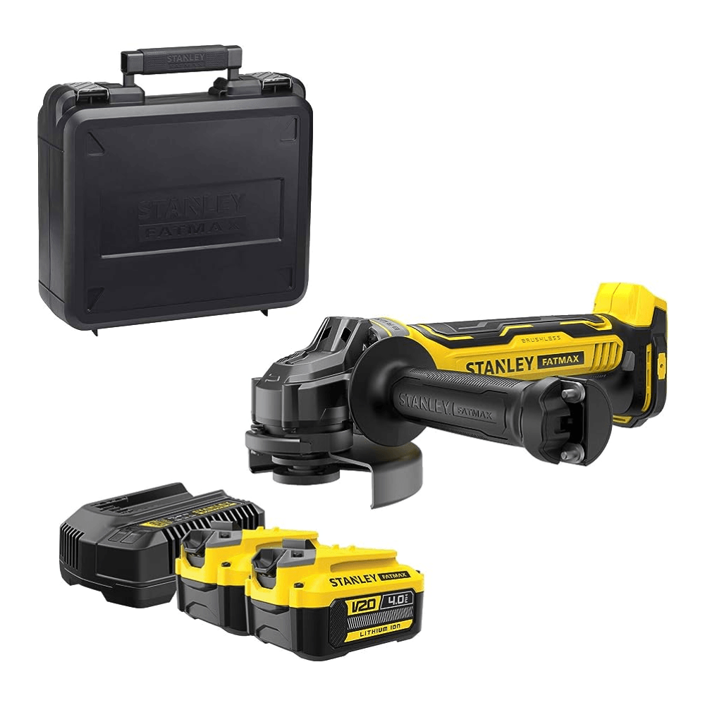美國 STANLEY 史丹利 SFMCG700M2K-QW V20 充電式無刷角磨機 (安全開關) (2電1充套裝)