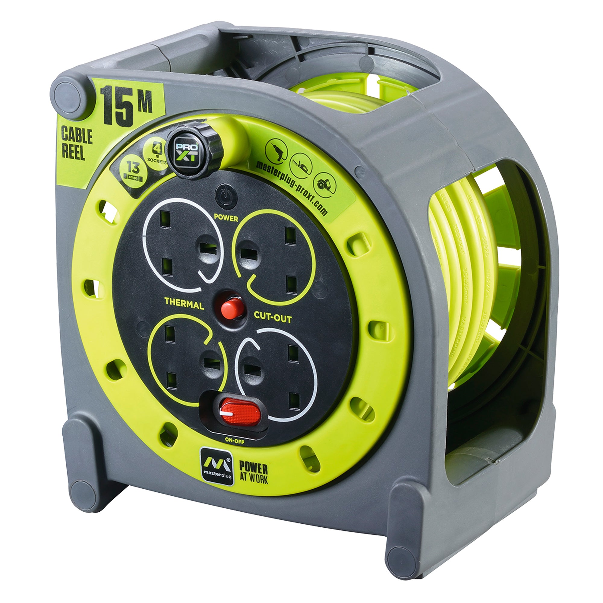 英國 Masterplug HMU15134SL-PX 4 Socket 13A 15M 電線拖轆